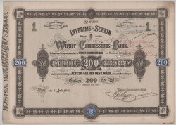 Ausztria / Bécs 1871. "Wiener Commisions-Bank" részvény 200G-r?l, ...