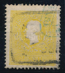 1858 2kr II. kénsárga, festékfolt a fejen / sulfur yellow, paint ...