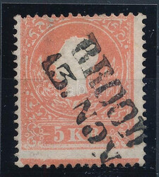 1858 5kr I. extrém elfogazás, alul Andráskereszt végz?dés / ...