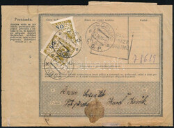 1920 Csomagszállító 50H és felezett 50H portó bélyeggel ...