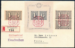 1943 100 éves a svájci bélyeg blokk FDC-n / block Mi 8 on FDC