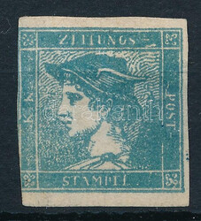 1851 Hírlapbélyeg kék, bordázott papír (45.000) ...