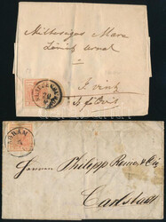 1850 2 db levél 3kr bérmentesítéssel / Mi 3 on 2 covers, "AGRAM" ...