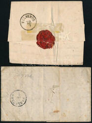 1850 2 db levél 3kr bérmentesítéssel / Mi 3 on 2 covers, "AGRAM" ...