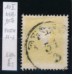 1858 2kr II. világos sárga, er?s elfogazás, alsó ívszéli darab ...