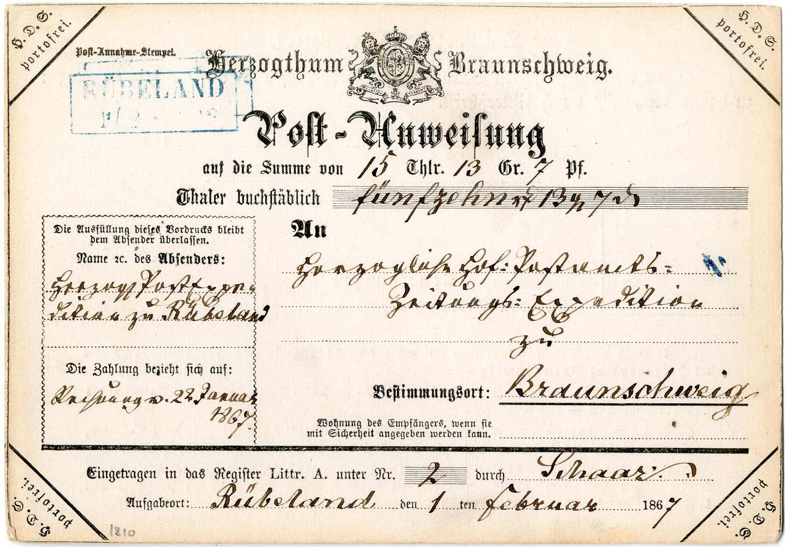 Lot 209 - Altdeutschland Braunschweig, Stempel  -  Karl Pfankuch & Co. auction #222
