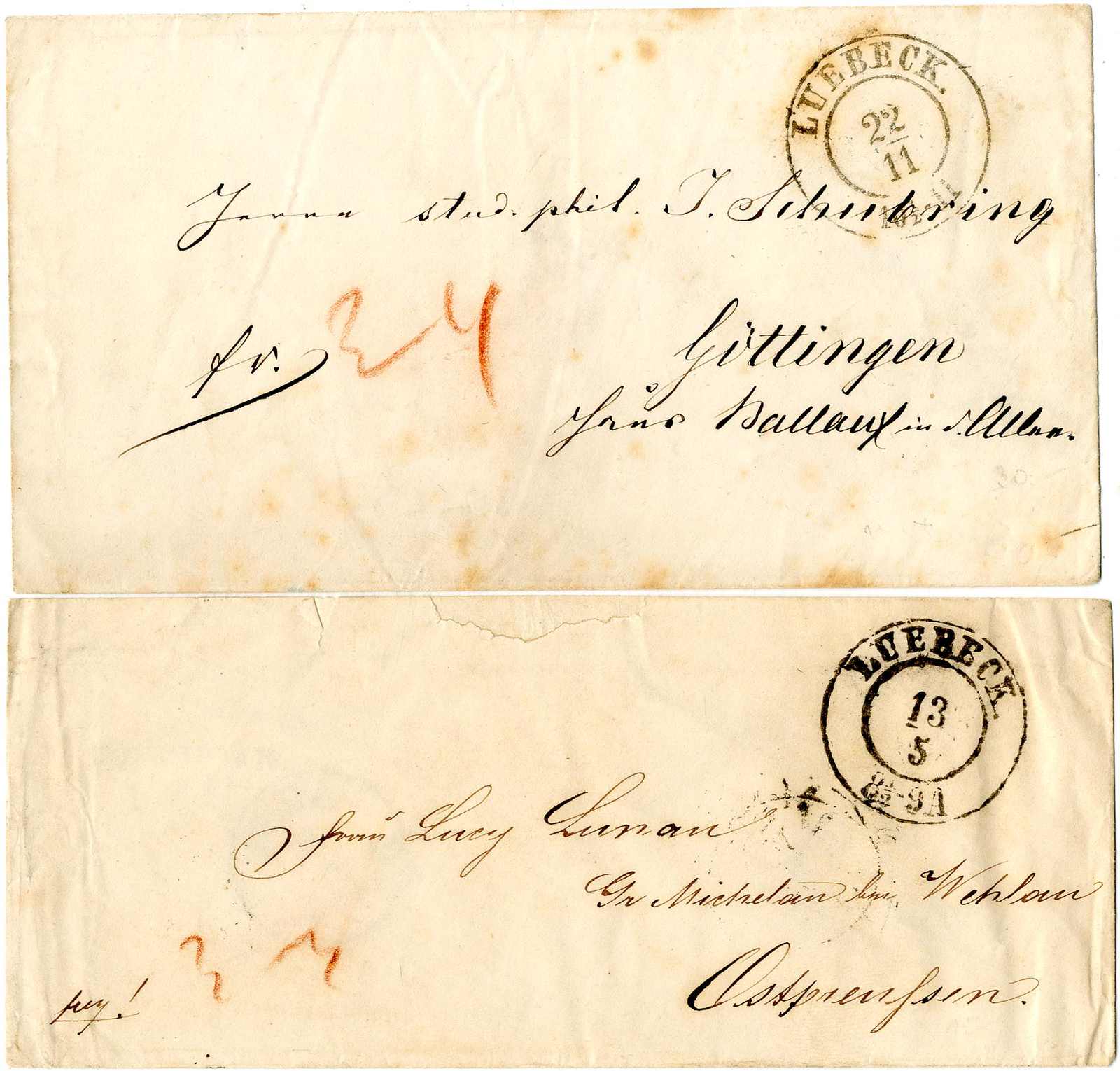 Lot 320 - Altdeutschland Lübeck, Stempel - Karl Pfankuch & Co. auction #222 Lot 320 - Altdeutschland Lübeck, Stempel - Karl Pfankuch & Co. auction #222