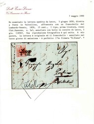 15 Cent., Handpapier, breitrandiges Kabinettstück auf Brief mit ...