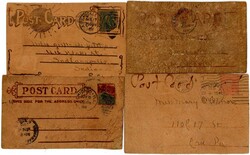 1906-1907 4 Lederpostkarten USA, verschiedene Motive, teils ...