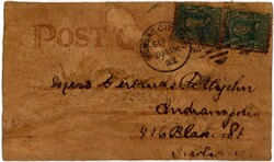 1907 Lederpostkarte USA, Footballmotiv, echt gelaufen