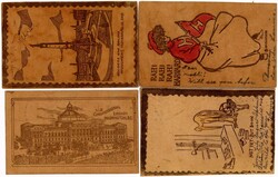 1907 4 Lederpostkarten USA, verschiedene Motive Harvard, Indianapolis ...