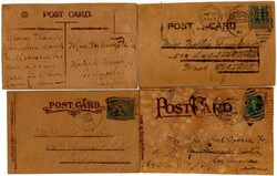 1907 4 Lederpostkarten USA, verschiedene Motive Harvard, Indianapolis ...