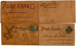1906-1908 4 Lederpostkarten USA, Tiermotive u.a., teils mehrfarbig, ...