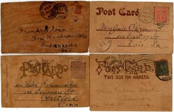 1906-1907 4 Lederpostkarten USA, Humor, Phone, Niagara Falls, teils ...