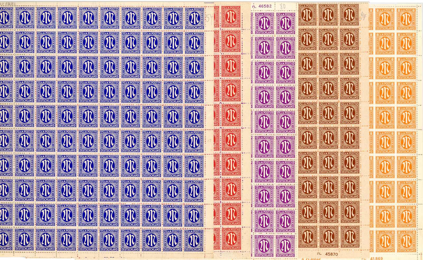 AM-Post, Amerikanischer Druck, Posten Bogen im Bogenalbum, alle ...