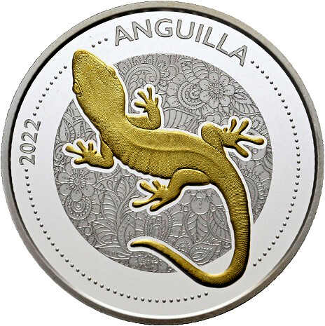 1 Dollar "Gecko" 2022 - 1 Oz Silber 999 mit Teilvergoldung, stg. ...