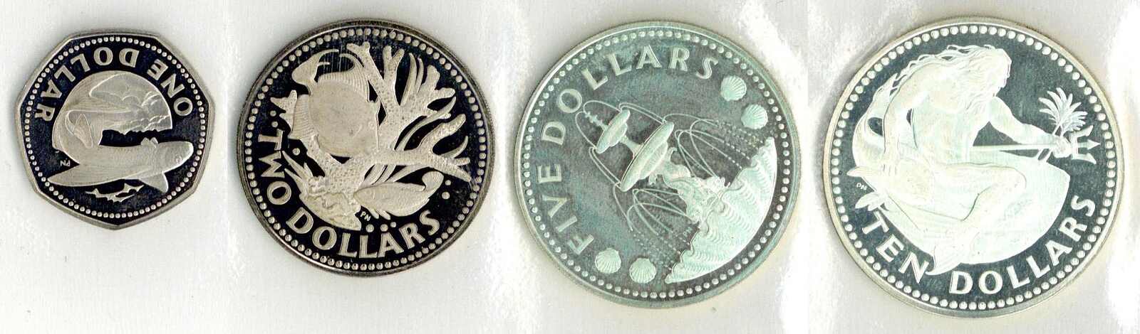 Kursmünzensatz One Dollar (PP), Two Dollars (PP), Five Dollars (stg) ...