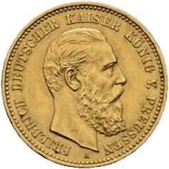 Preussen: 10 Mark 1888 A, Friedrich III. (1888), Jaeger 247, gutes vz