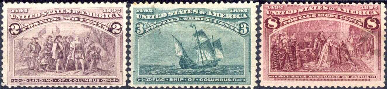 2 C, 3 C und 8 C Kolumbus 1893, sauber *, Pracht. M€ 157.-