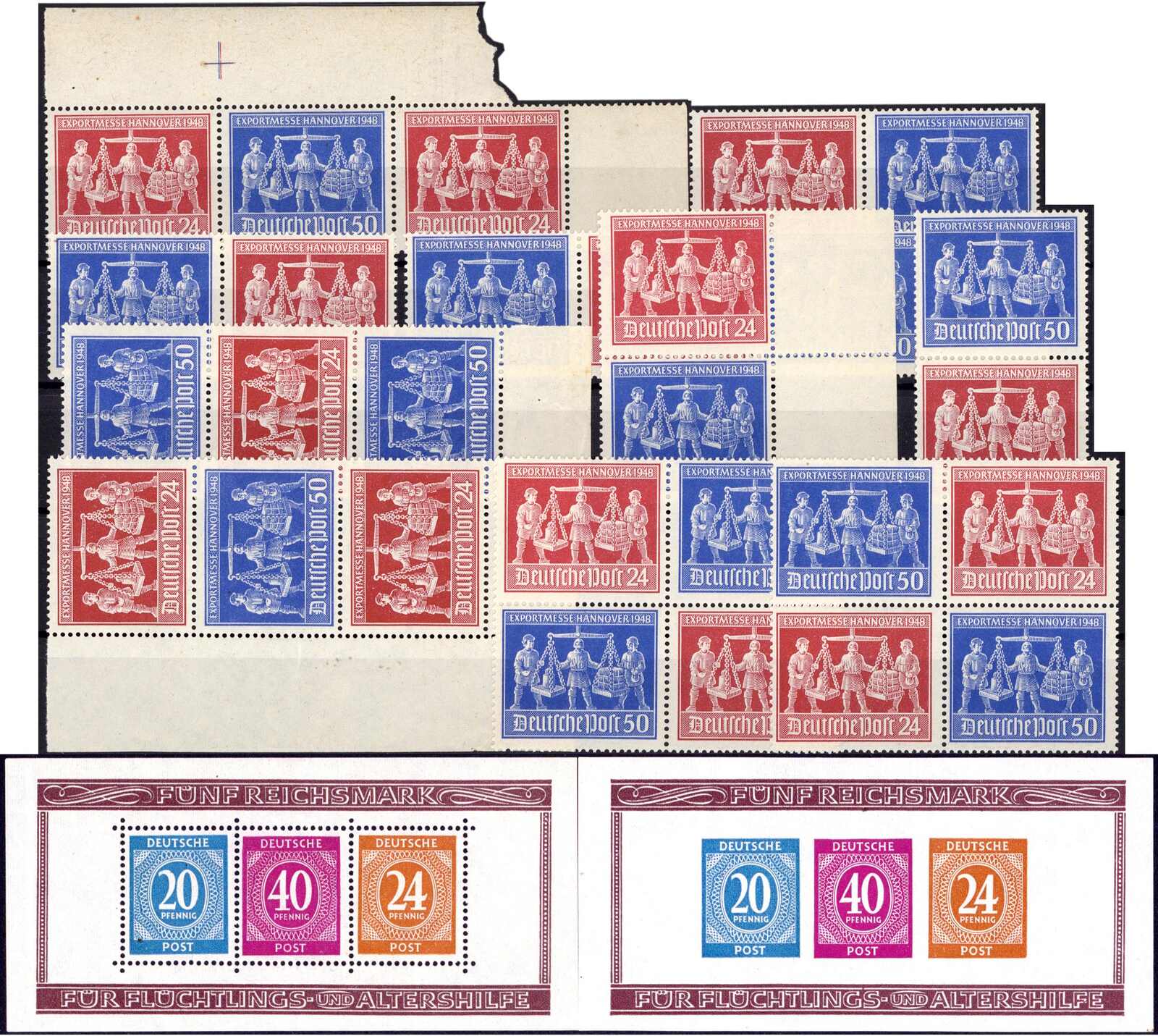 Altershilfe-Blockpaar und Exportmesse Hannover Viererblöcke sowie ...