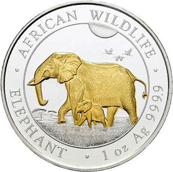 Somalia - African Wildlife "Elefantenmutter mit Jungem" 2022 - 1 Oz ...