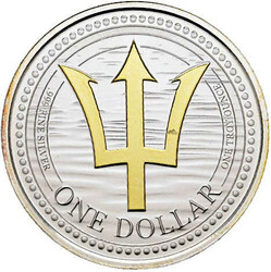 1 Dollar "Dreizack" 2022 - 1 Oz Silber 999 mit Teilvergoldung, stg. ...