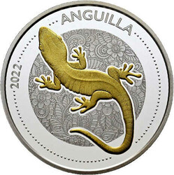 1 Dollar "Gecko" 2022 - 1 Oz Silber 999 mit Teilvergoldung, stg. ...