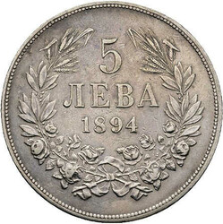Fürstentum Bulgarien (1878 - 1907), 5 LEWA 1894, Fedinand I., K.M.18 ...