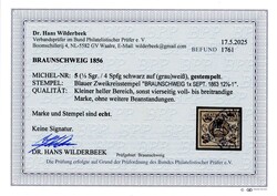 1/3 Sgr schw. auf grauweiß, sauber mit blauem K2 "BRAUNSCHWEIG 1 ...