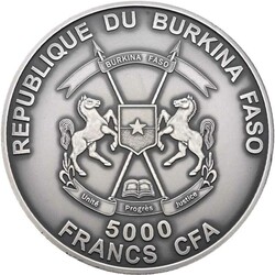 Burkina Faso: 5000 Francs 2013 "The Sabre-Toothed Tiger", 4oz Silver ...