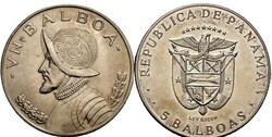 Balboa 1947 Vasco Nunez, States Mint of Philadelphia, KM# 13 vz/stg ...