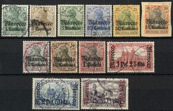 Germania-Aufdrucke 1905, Nr. 20, 21/22, 24/29, 30 B, 31 A und 32 B, ...