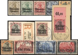 Germania-Aufdrucke 1906/1911, sauber gest., Nr. 40/42 Briefstücke, ...