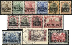 Germania-Aufdrucke 1911, sauber gest., Nr. 57 Briefstück, versch. ...