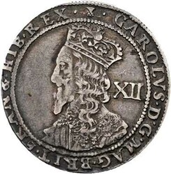 Charles I (1625-1649), Silver Twelve Shillings, 5,68 g, Patina mit ...