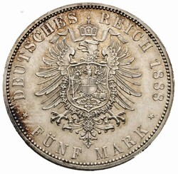 Preussen: 5 Mark 1888 A, Wilhelm II. (1888-1918), AKS 128, ber., ...