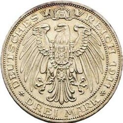 Preussen: 3 Mark 1911 A Universität Breslau, AKS 138, ...