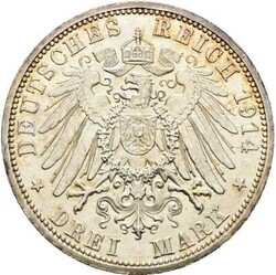 Preussen: 3 Mark 1914 A, Wilhelm II in Uniform (1888-1918), AKS 132, ...
