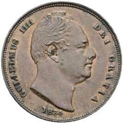 Farthing 1834, William IV. (1830-1837), KM# 705, ss/vz.Automatically ...