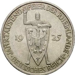 5 Reichsmark 1925 A Rheinlande, AKS 60, vzAutomatically generated ...