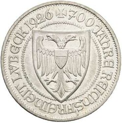 3 Reichsmark 1926 A "700 Jahre Lübeck", AKS 74, Patina, ...