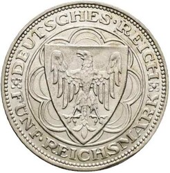 5 Reichsmark 1927 A Bremerhaven, AKS 61, vz/stgAutomatically ...