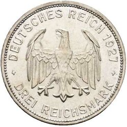 3 RM 1927 F Universität Tübingen, AKS 77, gering ber., ...