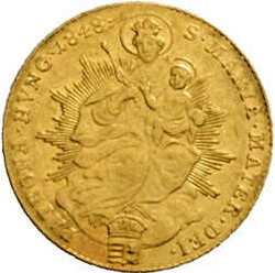 Ducat 1848, Ferdinand V. / Maria mit Kind, , KM# 425, leicht gebogen, ...