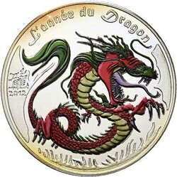500 Francs CFA, Jahr des Drachen 2012, 1/2 Unze Silber 999, PP mit ...