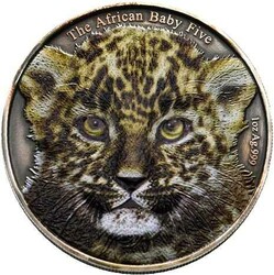 5000 Bu-Francs, "The African Baby Five LEOPARD" 2014, 1 Unze, Silber ...