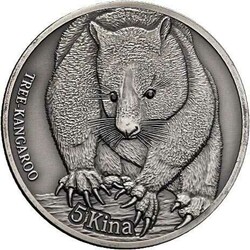 Papua Neuguinea: 5 Kina, "Baumkänguru" (Tree Kangaroo) 2013, 1 Unze, ...