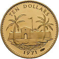 10 Dollars 1971, Festung und Palmen, Elizabeth II. (1952-2022), KM# ...