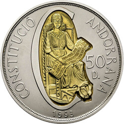 ECU Die neue Verfassung, 5 Unzen Sterlingsilber Münze mit Goldinlay ...