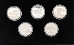 The Big Five, 1997, 5 PP Silber-Gedenkmünzen aus Tanzania, Malawi ...